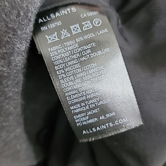 All Saints Wool/Leather sleeved Jacket/ Blazer - Picture 6 of 7